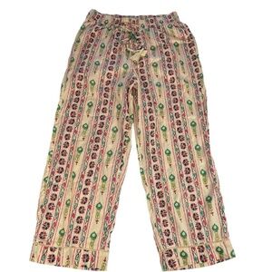 Haute Hippie Cream Striped Floral Print Drawstring Pants